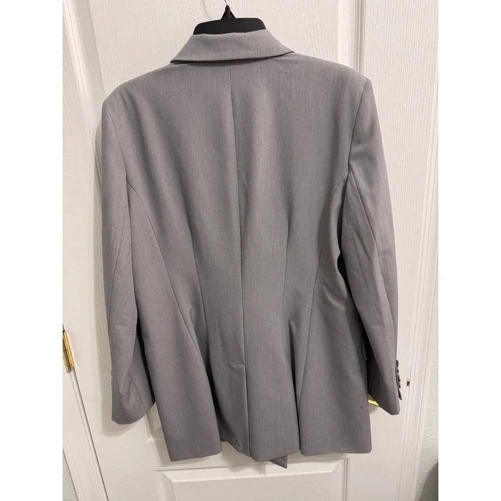 Worthington‎ Blazer Women's 14 Gray Double Breasted Blaze Long Office NWT